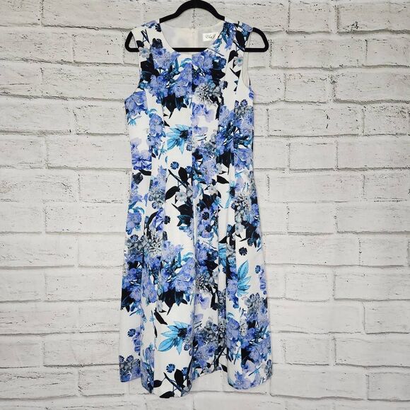 Eliza J Womens Multicolor Floral Sleeveless Fully Lined Fit & Flare Dress Sz 10 - Picture 1 of 13